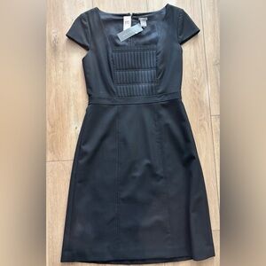 Elegant Ann Taylor Black Dress with pleated detail on bodice